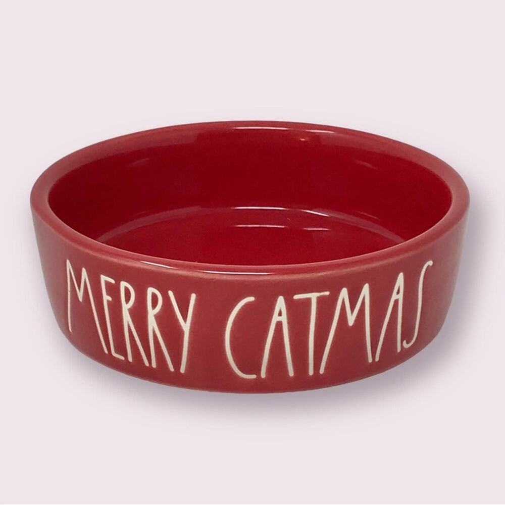 Rae Dunn NWOT MERRY CATMAS Cat Ceramic Food Dish Christmas Holiday